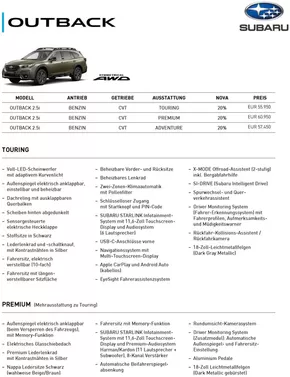 Subaru Katalog in Saalfelden am Steinernen Meer | Preisblatt 24MY Outback 2025 01 Ansicht Website | 2025-05-02T00:00:00.000Z - 2025-05-16T00:00:00.000Z