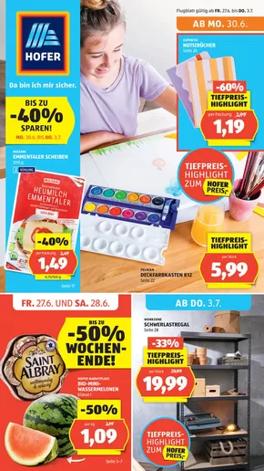 Blättern Sie online im HOFER Flugblatt